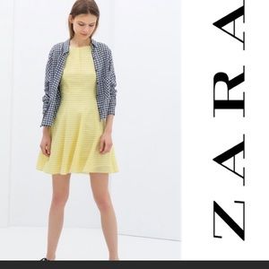 Zara trafalluc stripe yellow and white dress